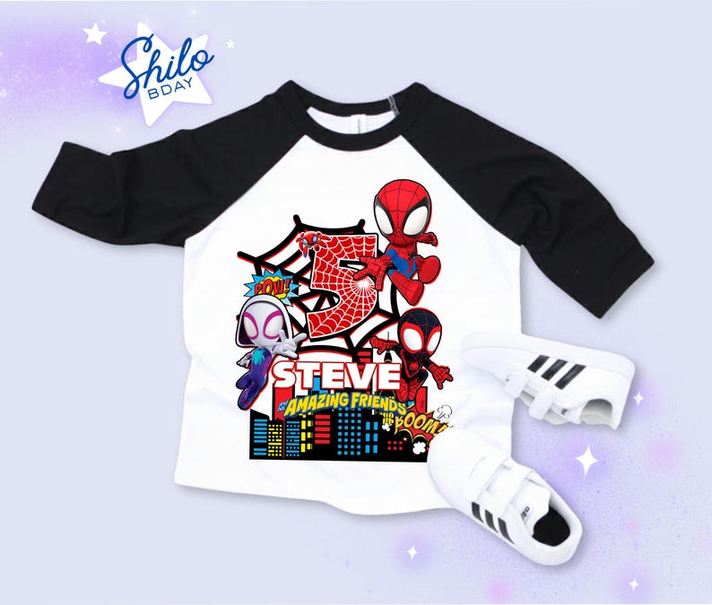 Personalized Spider Birthday Raglan Shirt: Spidey Party Theme Bild 5