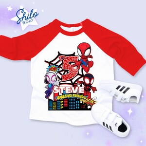 Personalized Spider Birthday Raglan Shirt: Spidey Party Theme Bild 6