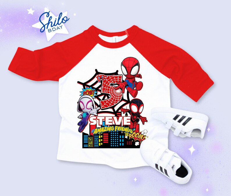 Personalized Spider Birthday Raglan Shirt: Spidey Party Theme Bild 6