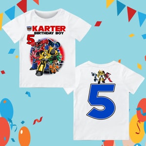 Robots verjaardags-T-shirt, Cars Party-thema, gepersonaliseerde shirts voor kinderen, familie T-shirts voor verjaardagscadeaus, raglan T-shirt uniseks