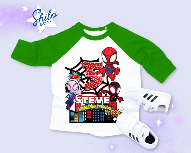 Personalized Spider Birthday Raglan Shirt: Spidey Party Theme Bild 8