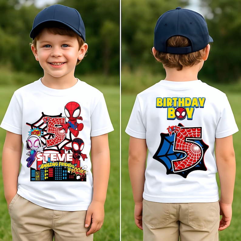 Personalized Spider Birthday Raglan Shirt: Spidey Party Theme Bild 1