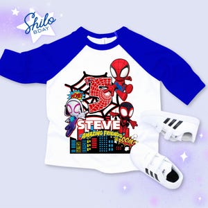 Personalized Spider Birthday Raglan Shirt: Spidey Party Theme Bild 4