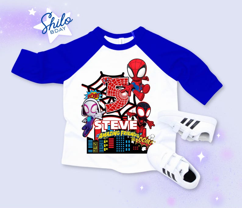 Personalized Spider Birthday Raglan Shirt: Spidey Party Theme Bild 4