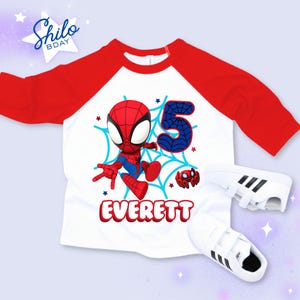 Personalized Spider Birthday Raglan Shirt: Spidey Party Theme imagem 5