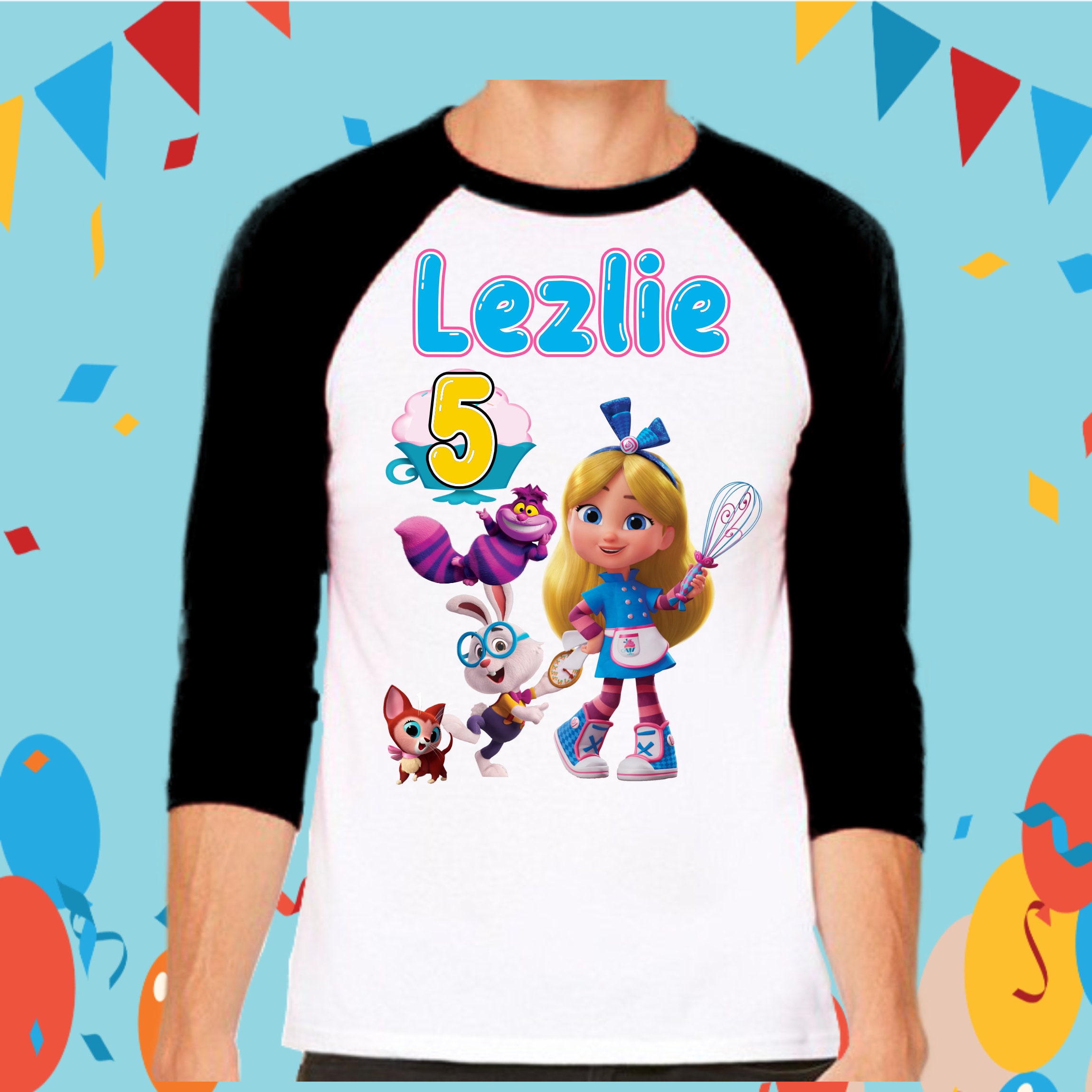 Discover Alice's Wonderland Bakery Birthday Alice's Wonderland Birthday Baseball Tee