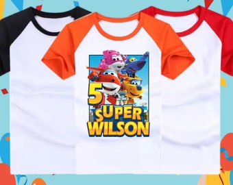 Custom Super Wings Birthday Shirt, Super Wings Family Shirt , Matching Personalized shirt Raglan - Unisex birthday gift shirt name and age