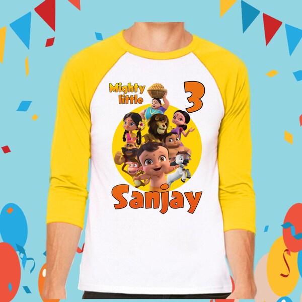 Might Little Bheem custom birthday shirt - Birthday party family them Chhota - Unisex Little bheem kids custom personalized shirt