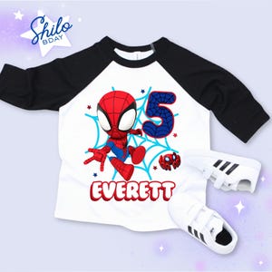 Personalized Spider Birthday Raglan Shirt: Spidey Party Theme imagem 7