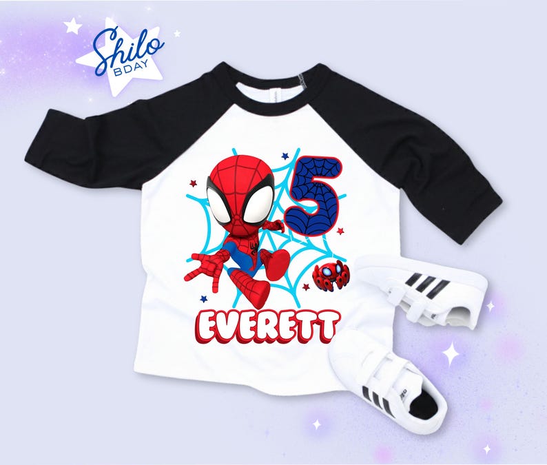 Personalized Spider Birthday Raglan Shirt: Spidey Party Theme imagem 7