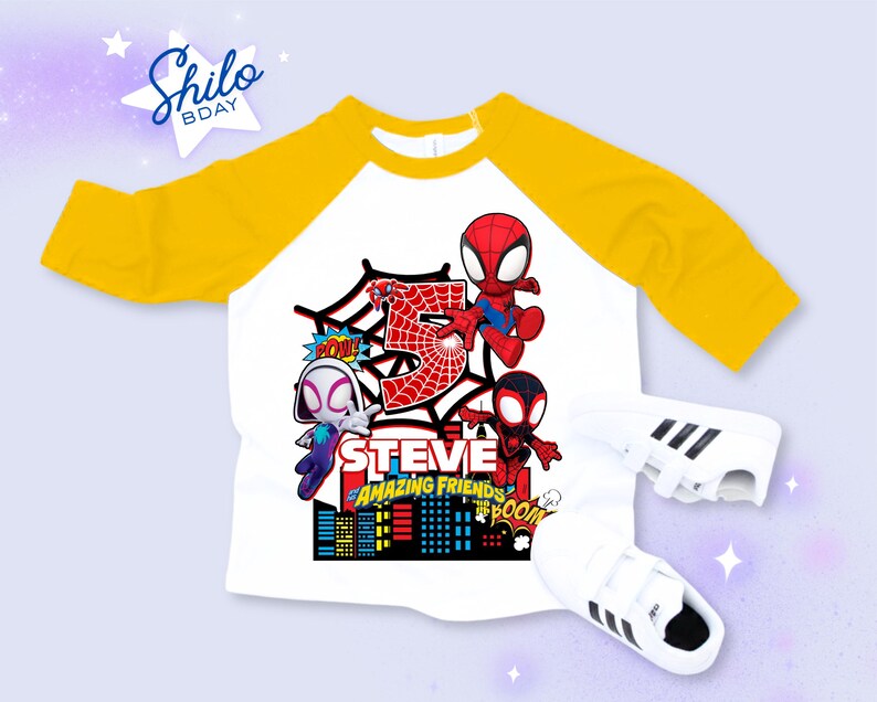 Personalized Spider Birthday Raglan Shirt: Spidey Party Theme Bild 7