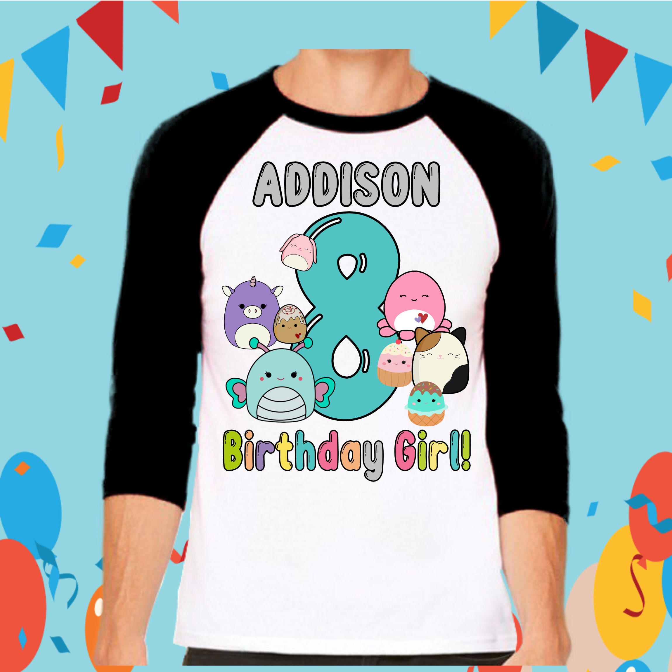 Discover Squishmallows Birthday Girl Baseball Tee