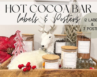 Etiquetas para barra de chocolate caliente / Decoración navideña para la cocina (Descarga digital)