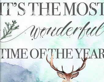 Christmas Deer Print | Most Wonderful Time Typography (Digital Download)