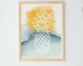 Ananas | Sztuka ananasa | Cyfrowy | Sztuka cyfrowa | Sztuka tropikalna | Nadruk tropikalny | Nadruk ananasa | Sztuka do druku | Ananas do druku