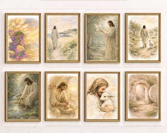 JESUS WALL ART- Printable Set of 10 -Christian Printable Wall Art- Bible Decor- Religious Watercolor Prints - Christian Digital Download