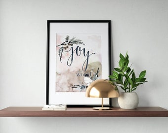 Pobierz cyfrową wersję Joy To The World | wydruk typograficzny | wydruk do pobrania | natychmiastowe pobranie | grafika do druku | wydruk świąteczny