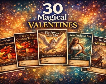 30 fantastycznych walentynek | Walentynki dla dzieci | Walentynki DnD | Mityczne walentynki | Magiczne walentynki | Walentynkowe materiały do druku