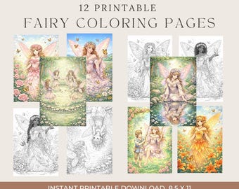 Kolorowanki z wróżkami – 12 fantastycznych, fantazyjnych grafik do druku (do pobrania w formacie PDF)