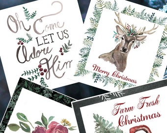 Hand-Painted Christmas Card Set (Digital Download)