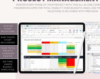 Modelo de Excel para Gerenciamento de Projetos | Gráfico de Gantt, Painel de Controle, Controle de Orçamento (Download Digital)