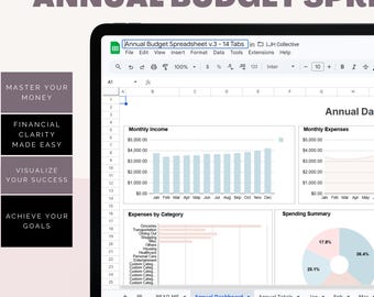 Planilha de Orçamento Anual, Planejador Financeiro com 14 Abas (Download Digital)