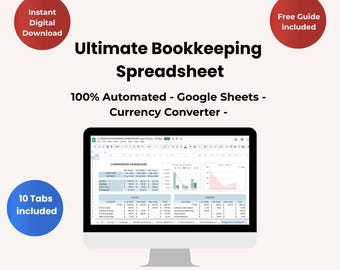 Planilha de contabilidade para pequenas empresas, rastreador financeiro automatizado do Google Sheets (download digital)