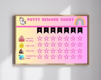 Girls Potty Training Reward Chart, Unicorn & Rainbow Design (PDF)
