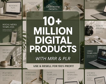 Pacote com 10 milhões de produtos digitais, MRR PLR, Masterclass do Canva, Rastreador de Renda Extra (Download instantâneo)