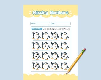 Jogo dos Números dos Pinguins | Matemática para Crianças Pequenas e em Idade Pré-escolar (Download em PDF)