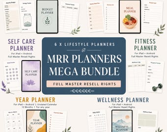Pacote Completo de Planejadores MRR | 6 Planejadores de Estilo de Vida, Orçamento, Refeições e Fitness (Editável em Canva)