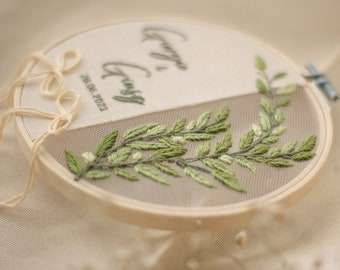 Personalized wedding ring holder Personalized wedding gift Embroidered wedding ring holder Personalized gift for the newlyweds Olive tree wedding ring holder