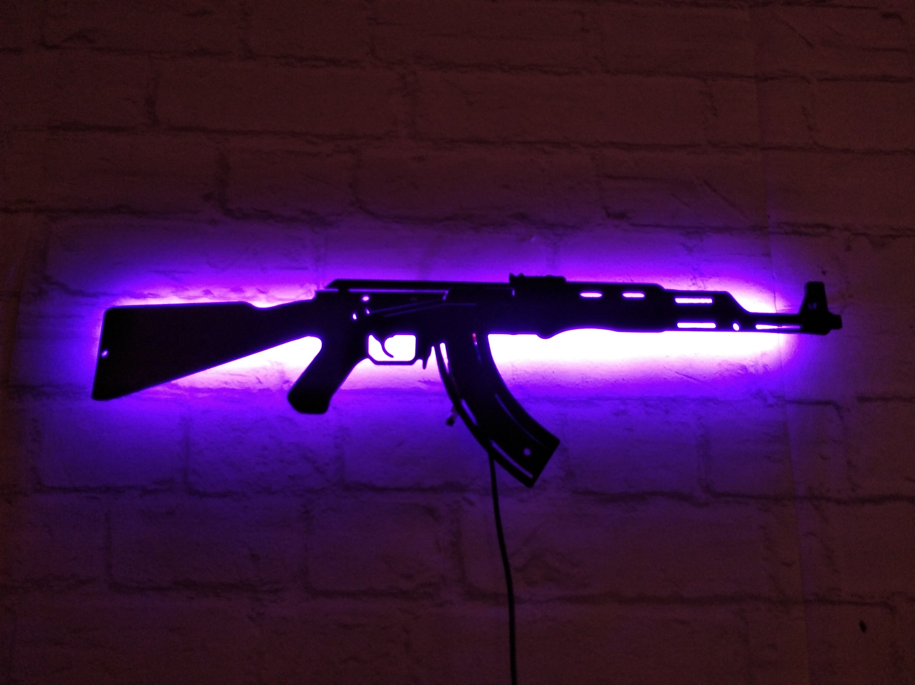 AK47 Wall Art with RGB Color Changing Led Wood Wall Decor Etsy