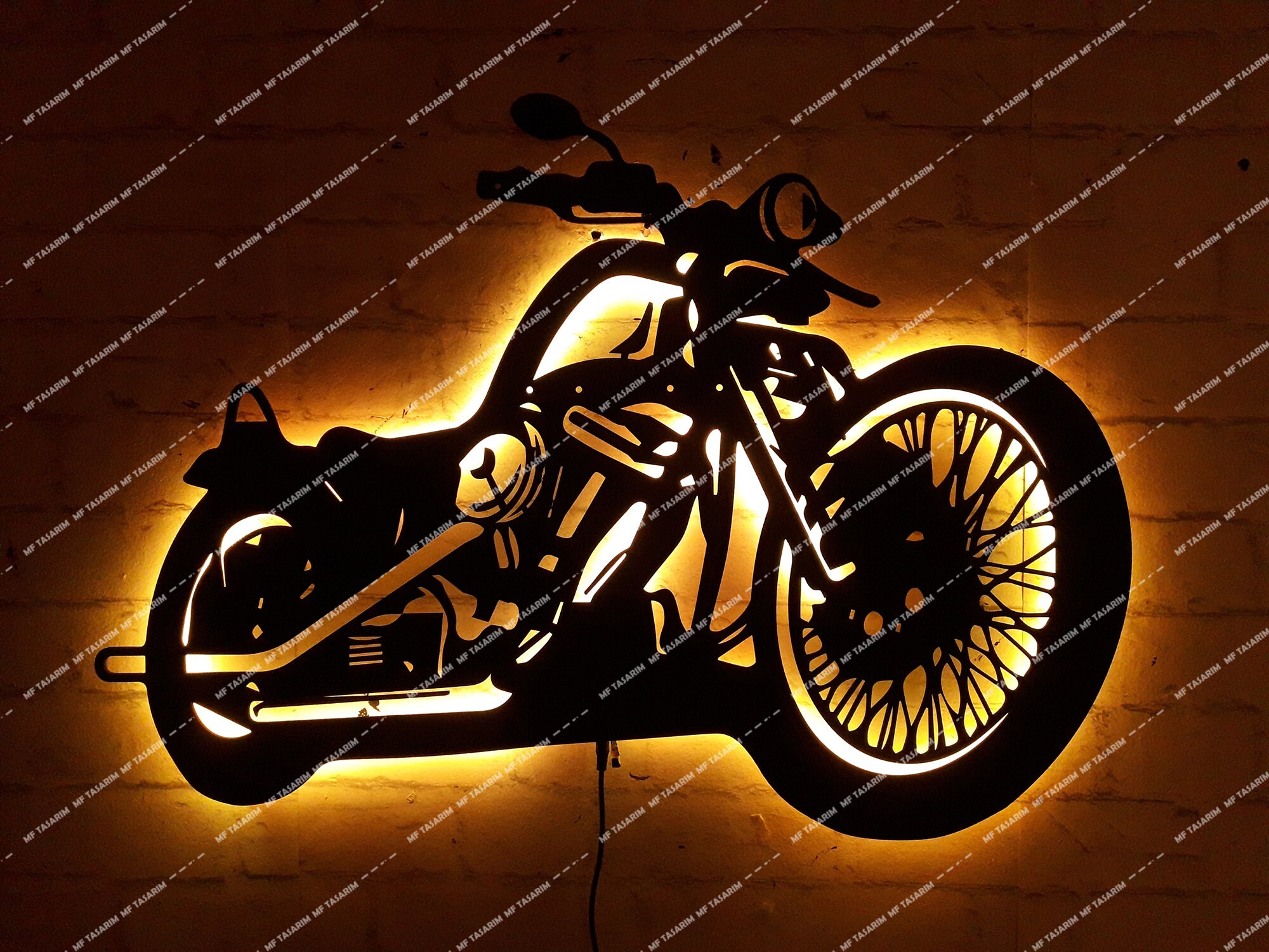 Harley Davidson Moto decoración de la pared con led de cambio | Etsy
