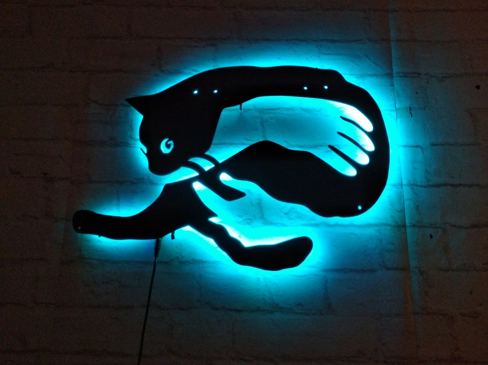 Cat Wall Art with RGB Color Changing Led Wood Wall Decor RGB Etsy