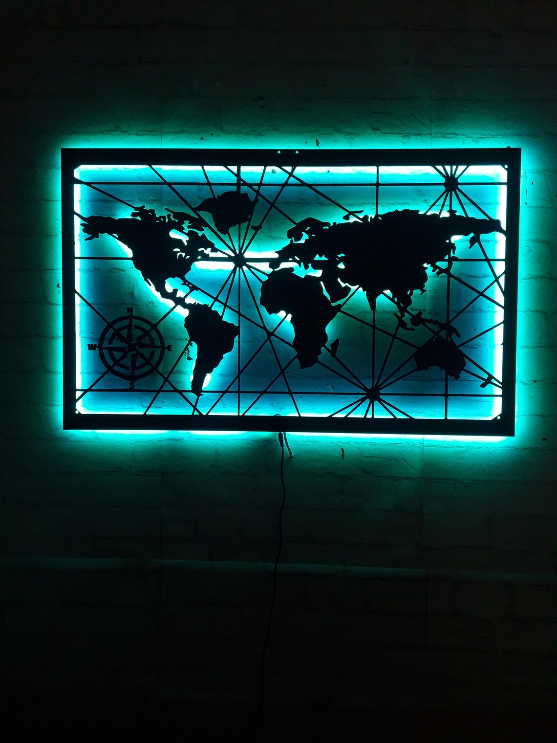 World Map Wall Decoration with Led Light Wall Art Gift For Etsy