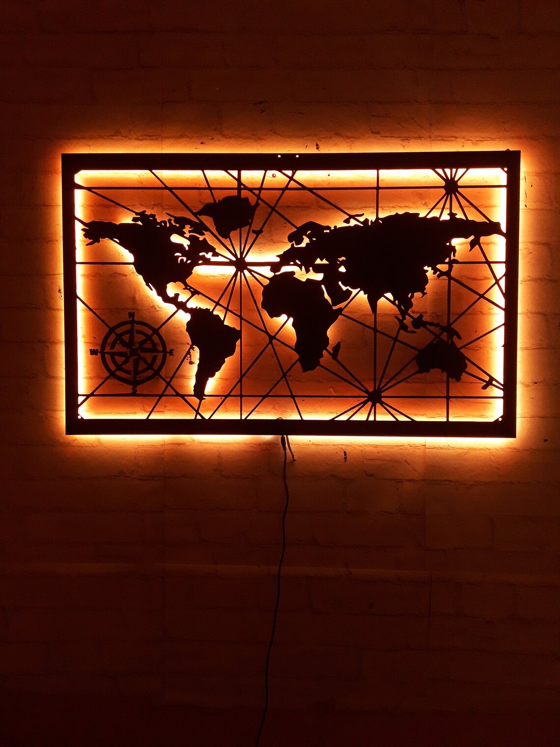 World Map Wall Decoration with Led Light Wall Art Gift For Etsy