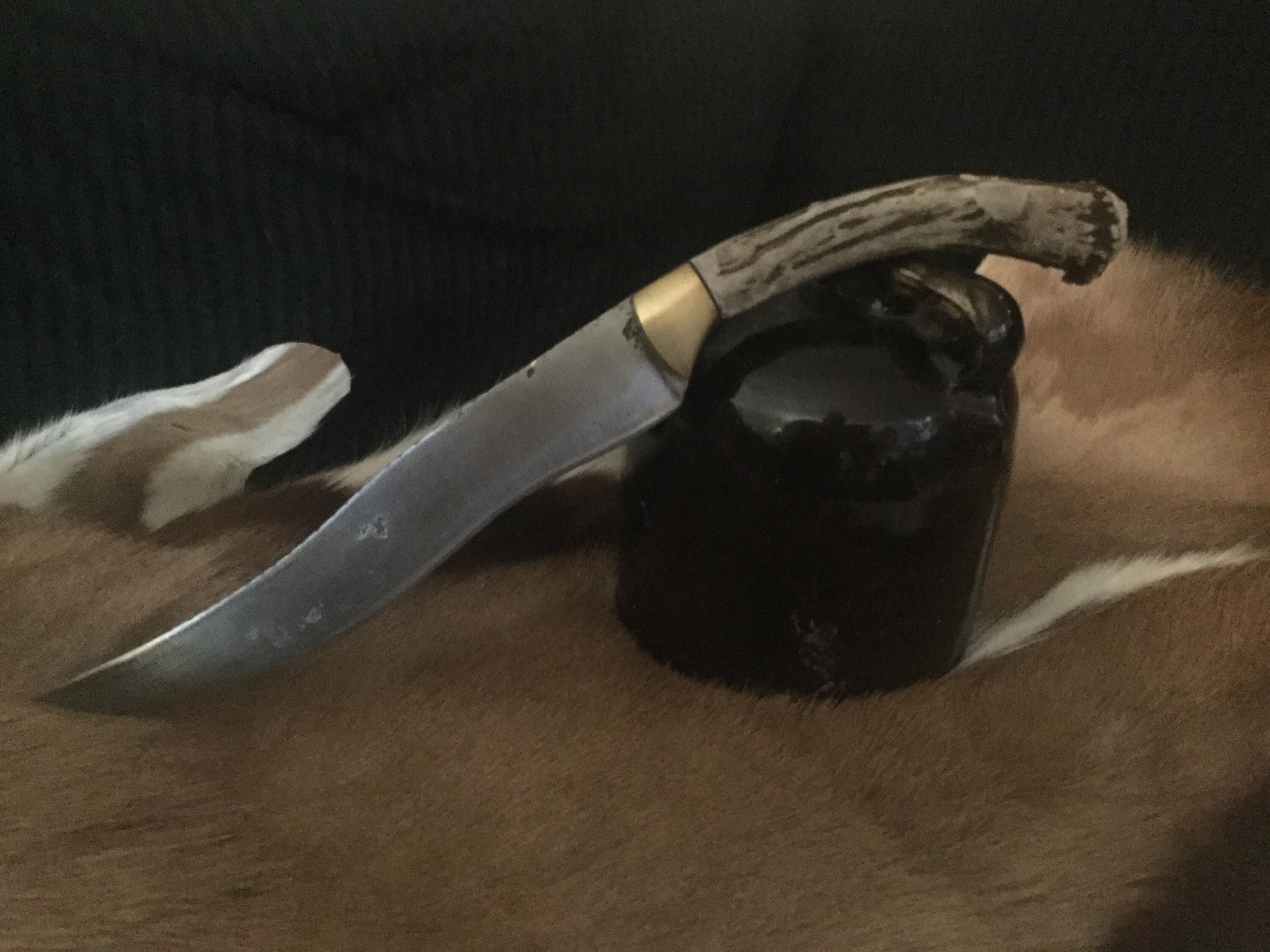 Antler Handle Hand Spring Steel Knife Etsy