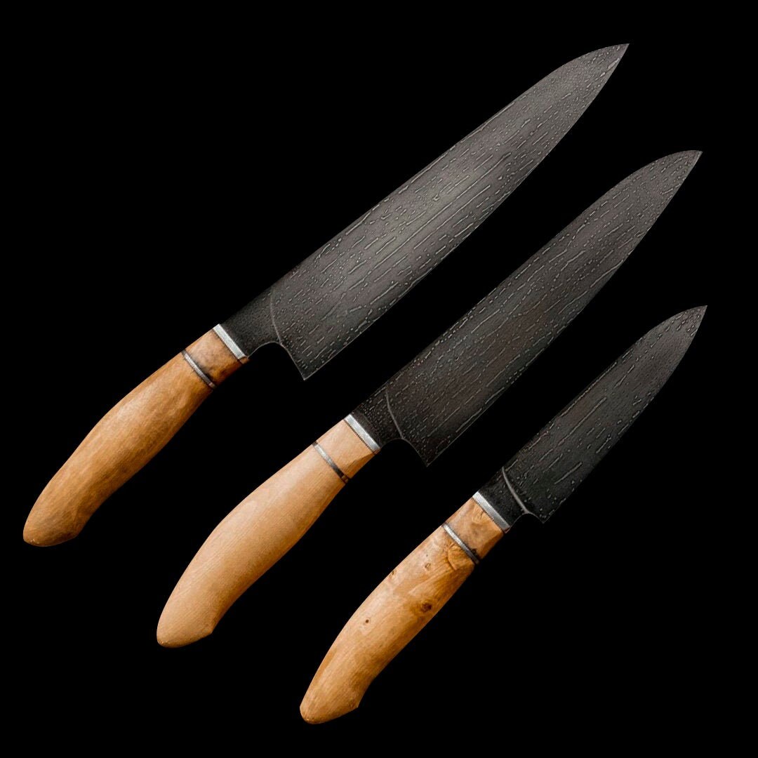 Custom wootz kitchen knives set. blade for order. Etsy