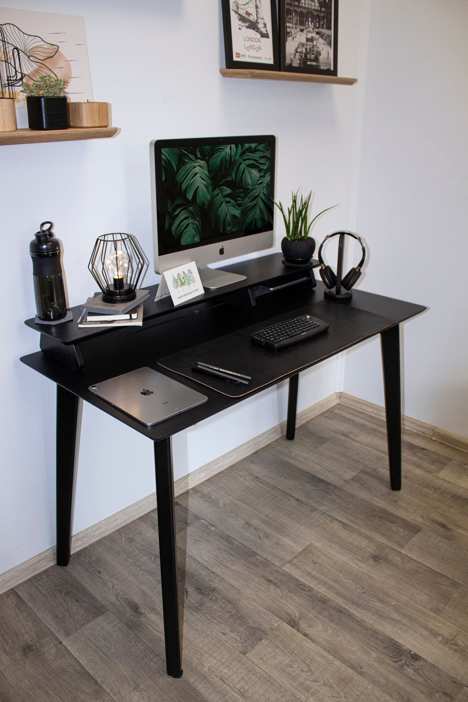 Black Wood Desk Schreibtisch Computer Desk Wood Desk Etsy