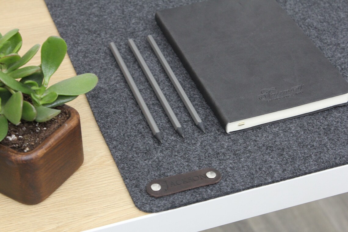 Felt desk mat / large desk blotter / Desk pad / desk organizer Etsy