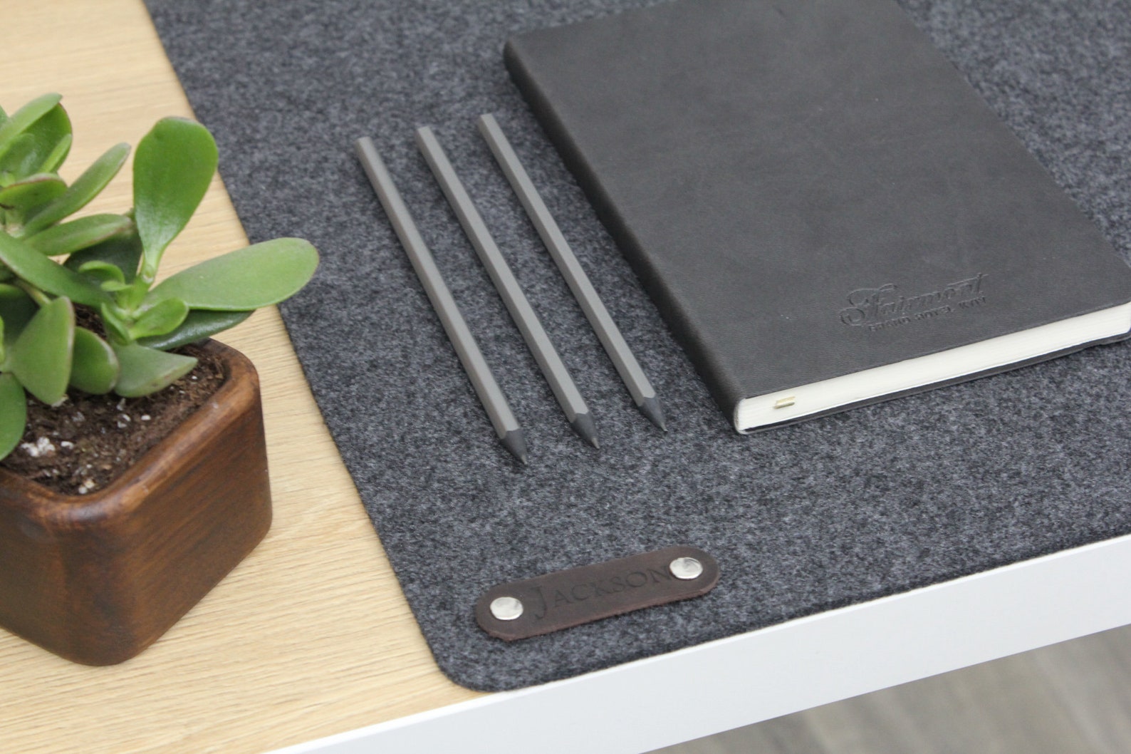 Felt desk mat / large desk blotter / Desk pad / desk organizer Etsy