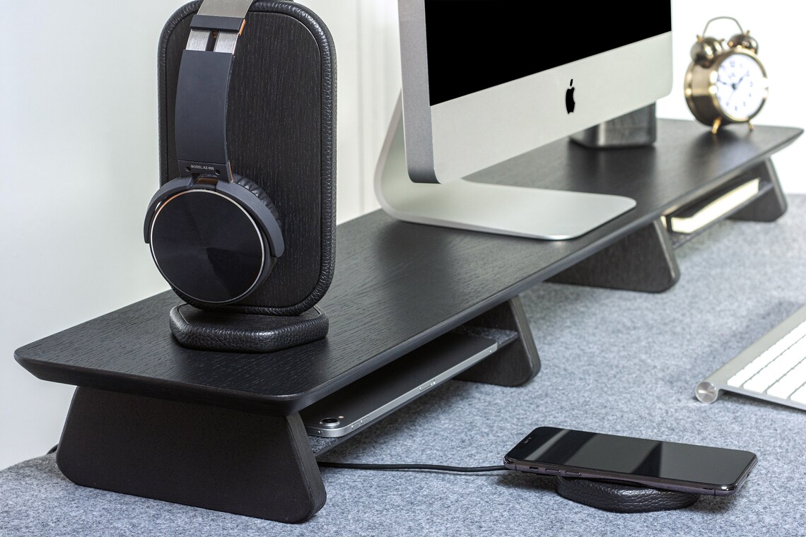 dual monitor stand wood