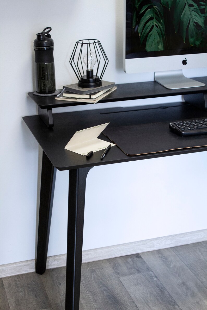 Black Wood Desk Schreibtisch Computer Desk Wood Desk Etsy