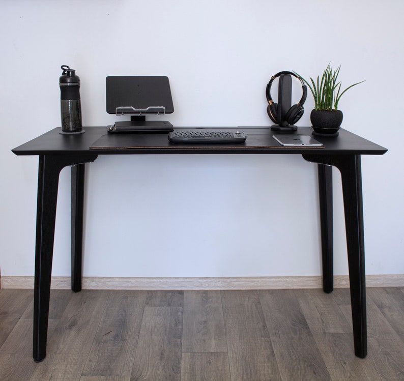 Black Wood Desk Schreibtisch Computer Desk Wood Desk Etsy