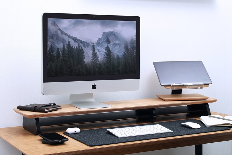 Dual Monitor Stand Desk Shelf Office Desk Accessories Etsy