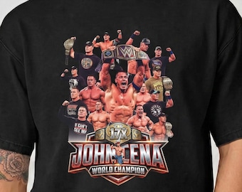 John Cena 17th Championship T-Shirt, Men's Wrestling Shirt, World Champion Bootleg Tee