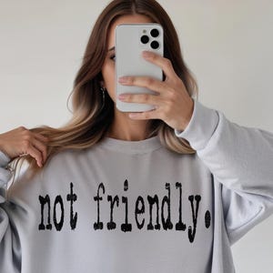 Not Friendly Typography T-Shirt Design PNG File, Sublimation DTF Files, Retro Vintage Typewriter Tee, Sarcastic Funny PNG, Digital Download