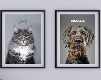 Custom Pet Portrait, Dog Portrait Digital, Cat Portrait, Portrait from Photo, Pet Memorial Gift, Pet Painting, Pet Art, Fathers Day Gifts