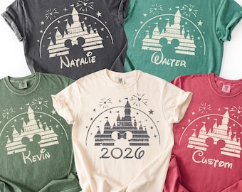 カスタムディズニーキャッスルPNG、ミニー＆ミッキーシャツデザイン、ディズニーファミリーお揃いTシャツ、ディズニー旅行衣装（デジタルダウンロード）